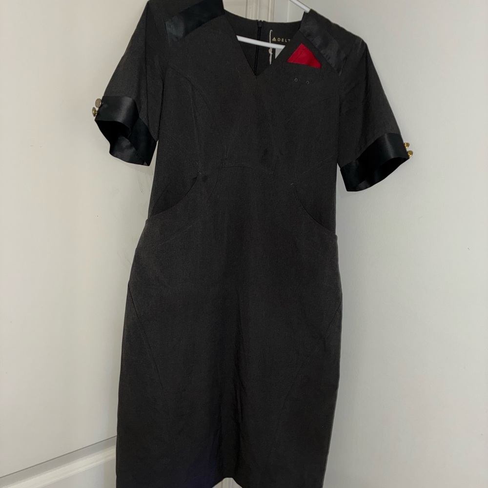 Delta Dark Gray and Black Midi Dress